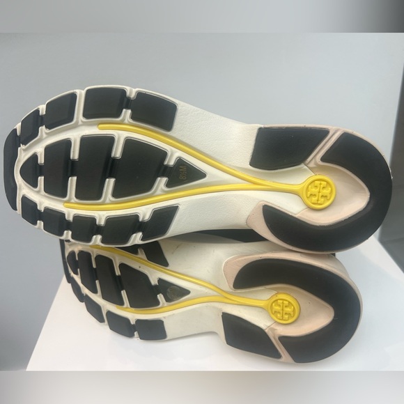 Tory Burch Black and Beige Sneakers with Yellow Highlights - Picture 3 of 9